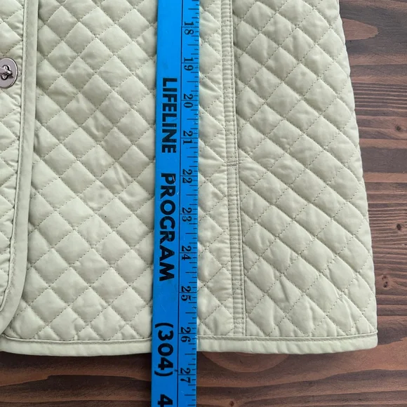 Women’s Kate Hill Light Green Quilted Jacket Small Turn Button Striped Lining - Picture 7 of 7